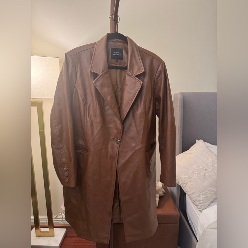 Avec Les Filles, With the Girls, Brown Leather Coat, Plus Size